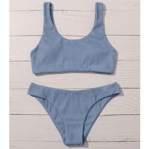 Ribbed Blue Bikini Set